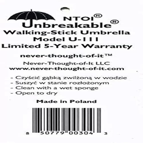 Unbreakable Umbrella U-111 Warranty