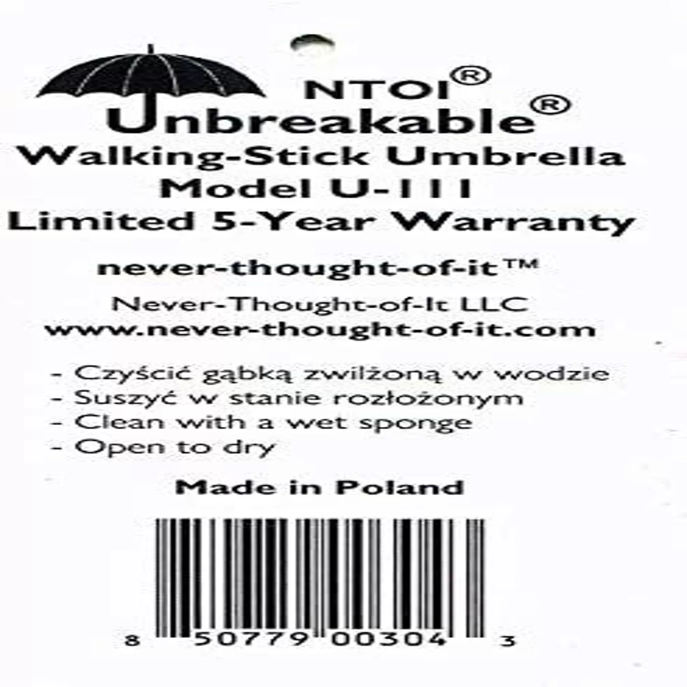 Umbrella-U-111-4 Unbreakable Umbrella U-111 Warranty