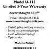 Unbreakable Umbrella U-115 warranty