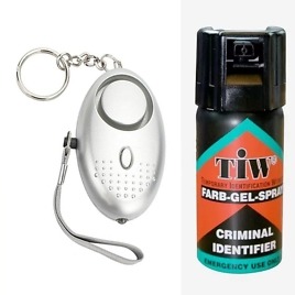 140dB personal alarm plus Farb-Gel defence spray