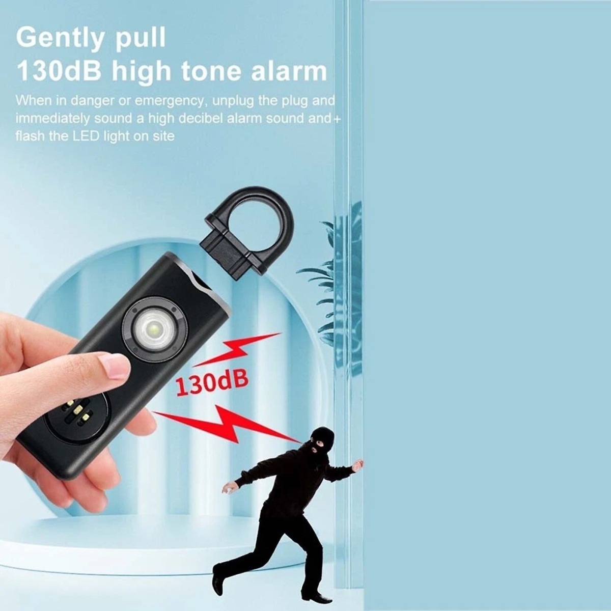 AF-2004 Personal Safety Alarm with 130dB Siren & LED Strobe Light