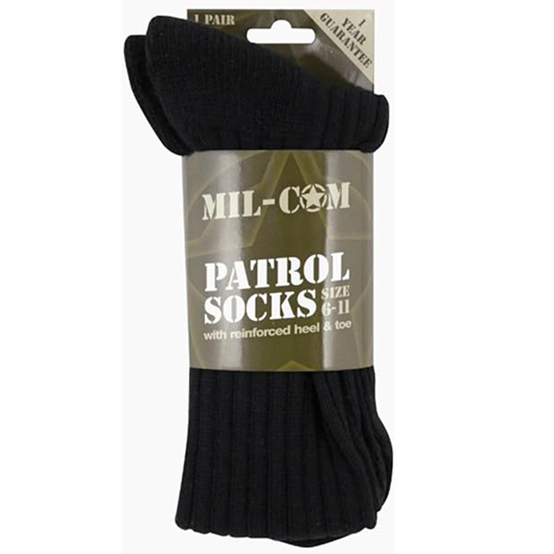 Mil-Com Heavy-Duty Tactical Patrol Socks (Black) pack